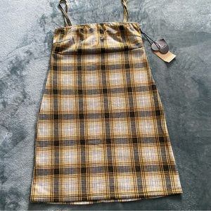 Popular basics black and yellow plaid dress